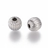 Tarnish Resistant Round 304 Stainless Steel Corrugated Beads STAS-I050-01-6mm-2