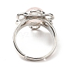 Natural Rose Quartz Adjustable Rings RJEW-P043-01P-22-3