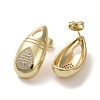 Brass Micro Pave Cubic Zirconia Stud Earrings EJEW-H308-08G-02-2