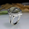 Oval Zinc Alloy Natural Labradorite Finger Rings WG970F5-05-1