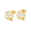 Brass Enamel Stud Earring Findings KK-CBA58F9-01G-03-1