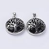 Natural Dyed & Heated Black Agate Pendants G-P350-D05-1