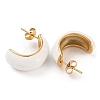 Ion Plating(IP) 304 Stainless Steel Arch Stud Earrings with Enamel for Women EJEW-A104-27G-01-2