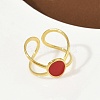Oval 304 Stainless Steel Enamel Cuff Rings for Women RJEW-G355-03G-02-2