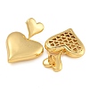 Brass Heart Stud Earrings EJEW-K293-04G-2