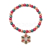 3Pcs 3 Styles Christmas Theme Acrylic Imitation Pearl & Alloy Enamel Stretch Charm Bracelet Sets for Women BJEW-JB11200-3