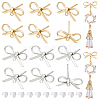 BENECREAT 24Pcs 2 Colors Bowknot Brass Stud Earring Findings KK-BC0013-68-1