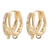 Brass Micro Pave Clear Cubic Zirconia Hoop Earring Findings ZIRC-YW0001-10G-1