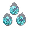 Flower Theme Spray Painted Acrylic Pendants OACR-P027-02A-1