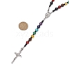 Gemstone Chakra Cross Pendant Rosary Bead Necklaces for Women NJEW-TA00176-3