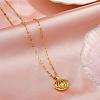 Seashell Pearl Necklace Clear Cubic Zirconia Shell Cage Dangle Necklace Summer Scallop Choker Charm Titanium Steel Jewelry for Women Beach JN1114A-4