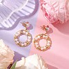 Ring Shell Pearl Beaded Dangle Earrings EJEW-TA00511-2