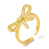 Bowknot Brass Micro Pave Clear Cubic Zirconia Open Cuff Rings for Women RJEW-C098-27G-1