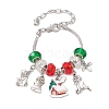 Christmas Theme Glass & Alloy European Beads Bracelets for Women BJEW-JB11198-04-1