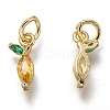 Brass Micro Pave Gold & Green Cubic Zirconia Charms X-ZIRC-I051-07G-2