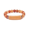 Natural Red Aventurine Beaded Stretch Bracelet BJEW-JB08879-06-1