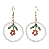 Flower Glass Seed Beads Dangle Earrings EJEW-MZ00148-02-1