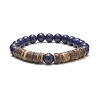Natural Gemstone & Coconut Beaded Stretch Bracelet for Women BJEW-JB09149-2