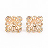 Brass Micro Pave Clear Cubic Zirconia Stud Earring Findings KK-S356-238-NF-1