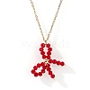 Glass Beaded Bowknot Pendant Necklaces LG8345-1-3