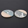 Transparent Resin & Walnut Wood Pendants RESI-T035-25-A02-4