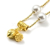 Real 18K Gold Plated Brass Charm Bracelet with Plastic Imitation Pearl Beaded BJEW-D030-04A-G-2