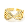 Brass Micro Pave Cubic Zirconia Open Cuff Ring AJEW-U003-05G-2