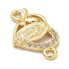 Rack Plating Brass Micro Pave Clear Cubic Zirconia Religion Heart Virgin Mary Connector Charms KK-L224-099G-01-2