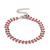 Enamel Wheat Link Chains Bracelet BJEW-P271-02P-05-1