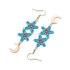 Star Glass Seed Beaded Dangle Earrings for Women EJEW-MZ00206-01-4