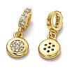 Brass Micro Pave Clear Cubic Zirconia European Dangle Charms ZIRC-H119-03G-2
