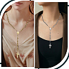 2Pcs 2 Colors 201 Stainless Steel Rosary Bead Necklaces NJEW-GO0001-08-5