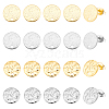 Unicraftale 40Pcs 4 Styles 201 Stainless Steel Flat Round Stud Earring Findings STAS-UN0052-96-1