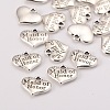 Wedding Theme Antique Silver Tone Tibetan Style Heart with Maid of Honor Rhinestone Charms X-TIBEP-N005-05B-2