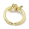 Twist Brass Micro Pave Cubic Zirconia Open Cuff Ring for Women RJEW-E296-07G-3