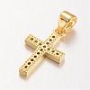 Cross Brass Micro Pave Cubic Zirconia Pendants KK-E673-027G-2