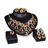 Teardrop Alloy Rhinestone Pendant Necklaces & Stud Dangle Earrings & Bangles & Rings Sets FS-WGBA23F-01-2