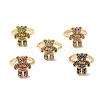 Cubic Zirconia Bear Open Cuff Ring KK-A180-24G-1