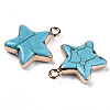 Star Synthetic Turquoise Pendants G-N326-69B-01-2