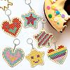 1 Set Wooden Heart Star Keychain Embroidery Beginner Kit DIY-SC0030-07-4