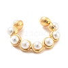 Brass Ring Cuff Earrings with Plastic Pearl Beaded EJEW-M232-03G-2
