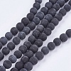 Natural Black Stone Bead Strands G-R193-01-8mm-1