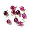 Dyed Natural Agate Round Charms with Real 18K Gold Plated Brass Loops KK-P242-09A-G02-1