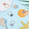 5Pcs 5 Styles Adjustable Conch Shell Brass Cuff Rings RJEW-WR0001-03-4