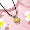 Glass Rhinestone & Glass Seed Beads Beaded Flower Pendant Necklaces NJEW-MZ00078-3