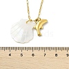 Summer Beach Natural Shell & 304 Stainless Steel Pendant Necklaces for Women NJEW-P323-01A-G-5