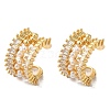 Brass Micro Pave Clear Cubic Zirconia Cuff Earrings EJEW-B057-02G-1