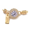 Brass Micro Pave Clear Cubic Zirconia Fold Over Clasps KK-U037-24G-02-1