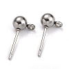 Non-Tarnish 304 Stainless Steel Ball Post Stud Earring Findings X-STAS-Z035-01P-D-1