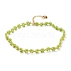 Glass Seed Beaded Flower Necklace with Alloy Enamel Bee Charm NJEW-JN03817-02-1